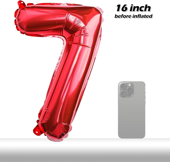 [20 Pcs] 16" Red Foil Number Balloons (2 sets of 0-9) - Mylar Aluminum Hanging Decorations for Graduation, Birthday, Christmas & New Year's Eve Parties