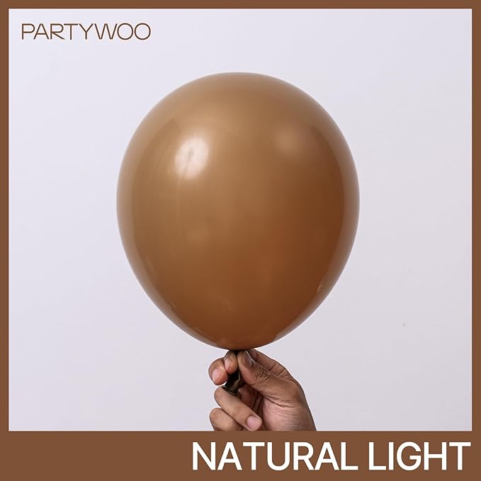 PartyWoo Brown Balloons 155pcs Different Sizes of 18 12 10 5 Inch Boho Neutral Fall Coffee Tan Balloons Arch Kit Garland for Birthday Boy Baby Shower Jungle Safari Fall Party Decorations Brown-F09