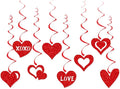 Red Heart Swirls Party-Decorations - 16Pcs Romantic Special Night Galentines Hanging Streamers Garland,Valentines Girl Wedding Anniversary Baby Bridal Shower Birthday Decor Supplies Hugtmr