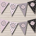 Paris Stripes Bows Spots Pink Black Personalized Birthday Party Bunting - Hanging Party Decoration - Birthday Party Banner Garland | Decorative Party Supplies