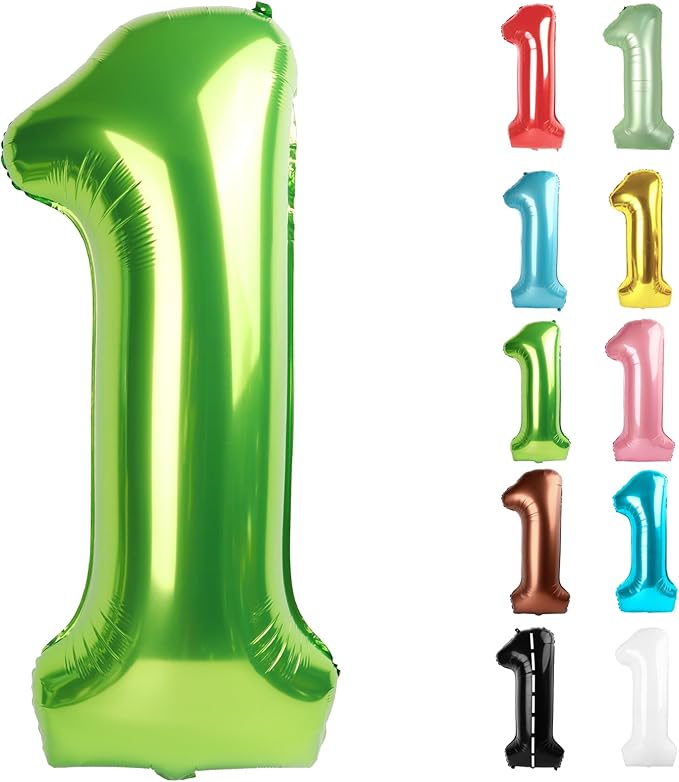 Light Green Number 1 Balloon for First Birthday 40 Inch, 1st One Number Balloons Birthday Decorations for Girl Boy Toddler Baby