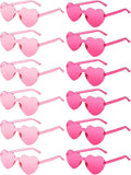 12 Pairs Heart Shaped Sunglasses for Women Colorful Glasses Fun Trendy Transparent Heart Sunglasses Party Favor