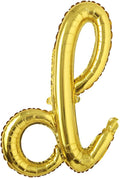 18 inch Gold DIY a-z Handwriting lowercase letters name Foil balloon Letter character birthday Wedding party decoration Balloon (18 inch Gold d)