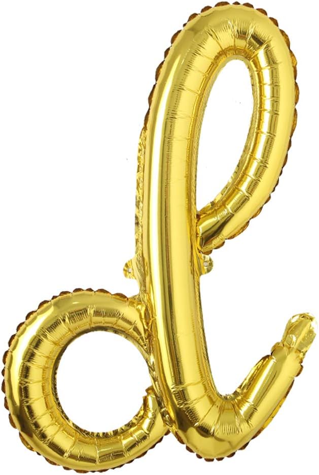 18 inch Gold DIY a-z Handwriting lowercase letters name Foil balloon Letter character birthday Wedding party decoration Balloon (18 inch Gold d)