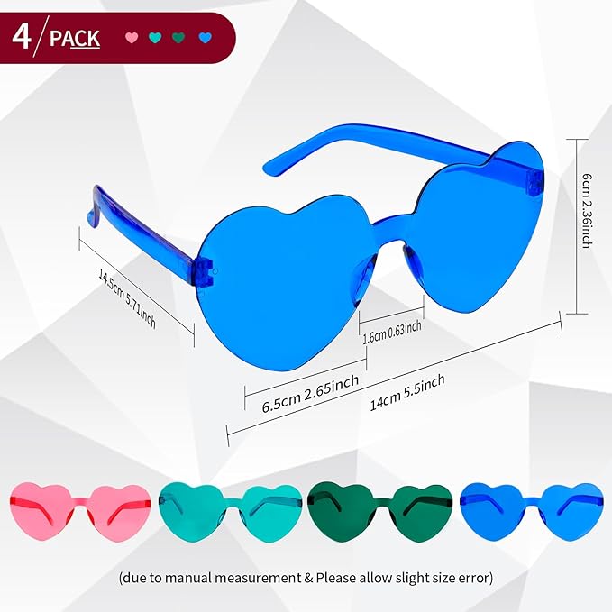 Heart Sunglasses Heart Shaped Glasses Bulk Valentines Halloween Bachelorette Party Decorations Glasses Women Men