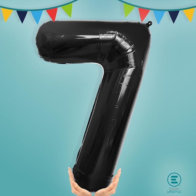 40 Inch Large Black Number Celebration and Decoration Balloon for Birthday Parties, Graduations, Anniversaries, Weddings, Photo Shoots, Special Events - Helium Foil Mylar (Black Number 7)