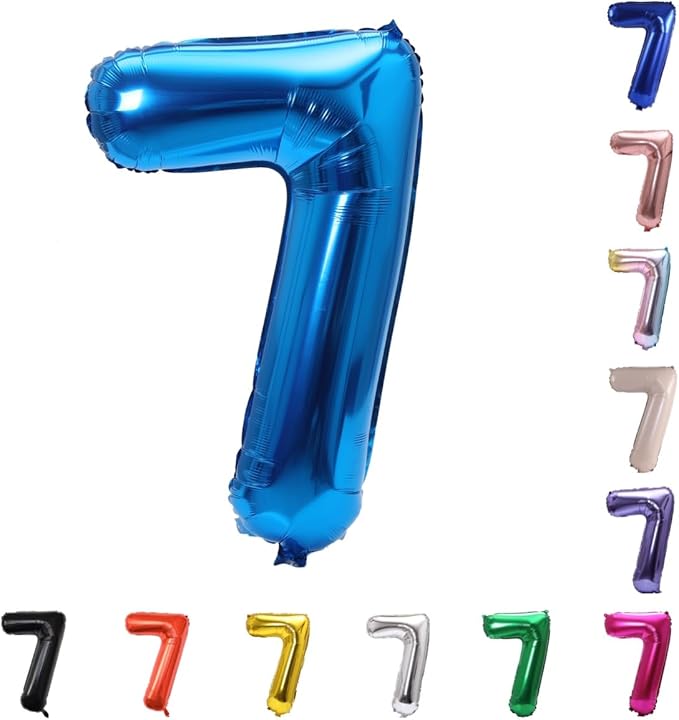 YPSelected 32 Inch Large Foil Helium Number Balloon Birthday Wedding Party 0-9 (Blue, 7)