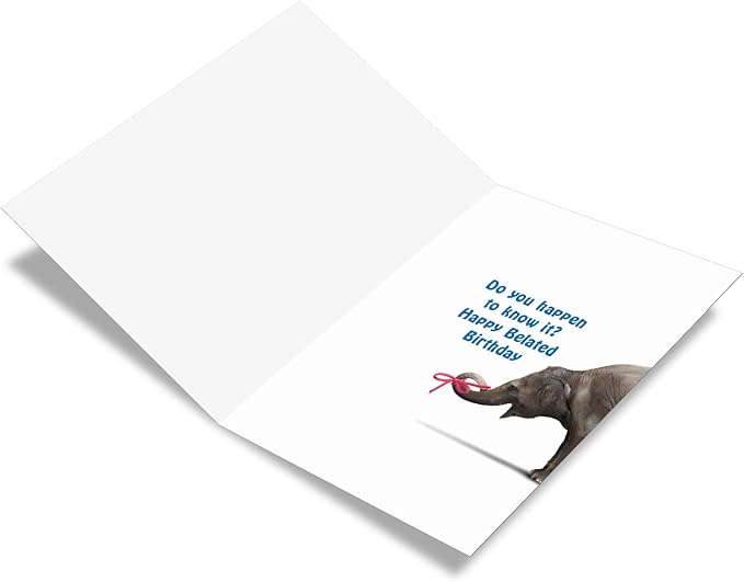 NobleWorks - Funny Happy Belated Birthday Card with Envelope - Congrats Greeting Card, Birthday Fun - Trick to Remembering C6353BDG