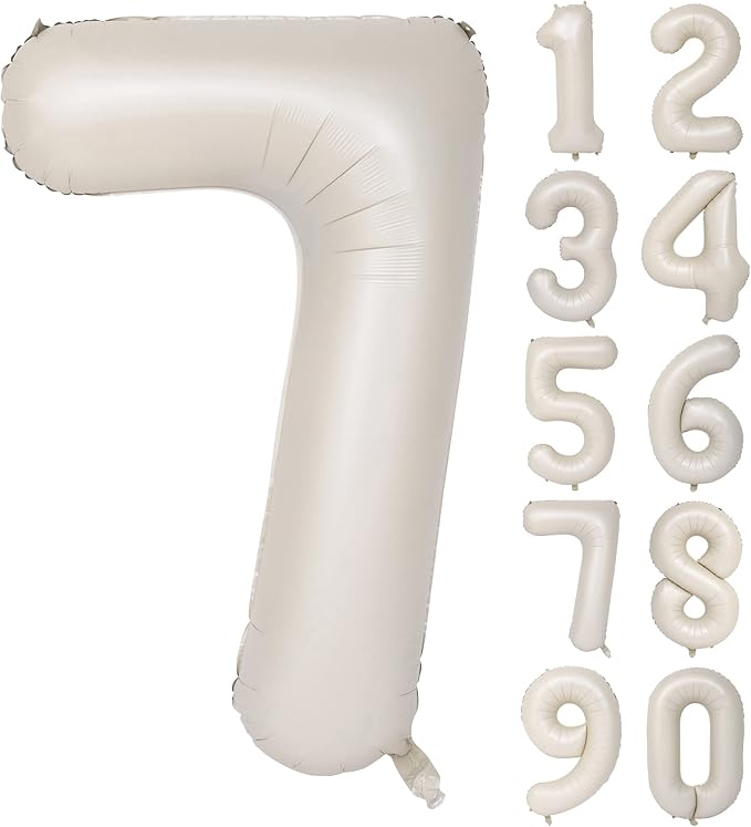 40 In Cream white Number Balloons Helium Foil Mylar Balloon Birthday Party banquet Decoration Digital 7