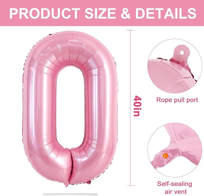 TONIFUL 40 Inch Large Pink Letter O Balloons Giant Foil Mylar Alphabet Balloon for Birthday Party Anniversary Baby Shower Wedding Supplies Decorations
