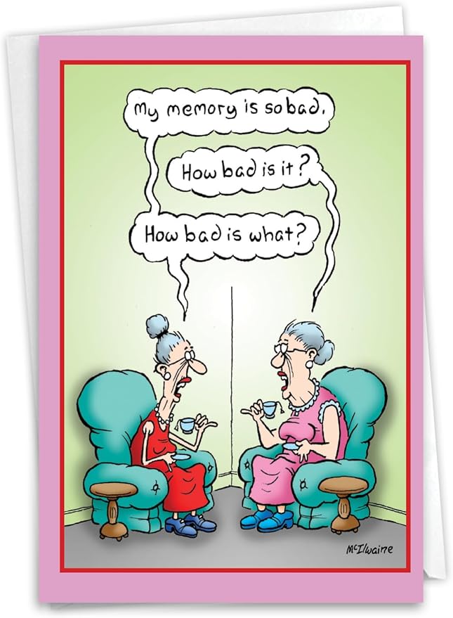 NobleWorks Funny Birthday Greeting Card with 5 x 7 Inch Envelope (1 Card) Bday Bad Memory C3680BDG-UA