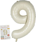40in Birthday Big Number Balloon - CARGEN Giant Foil Balloons for Women Men Birthday Party Wedding Anniversary Supplies Decorations, Creamy White Nine, No.9