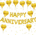 2 Set 16Inch Happy Anniversary Balloons Letters Banner, Happy Anniversary Decorations, Happy Anniversary Balloons Sign for Valentines Day/Wedding Anniversary Party Decorations (Gold Happy Anniversary)