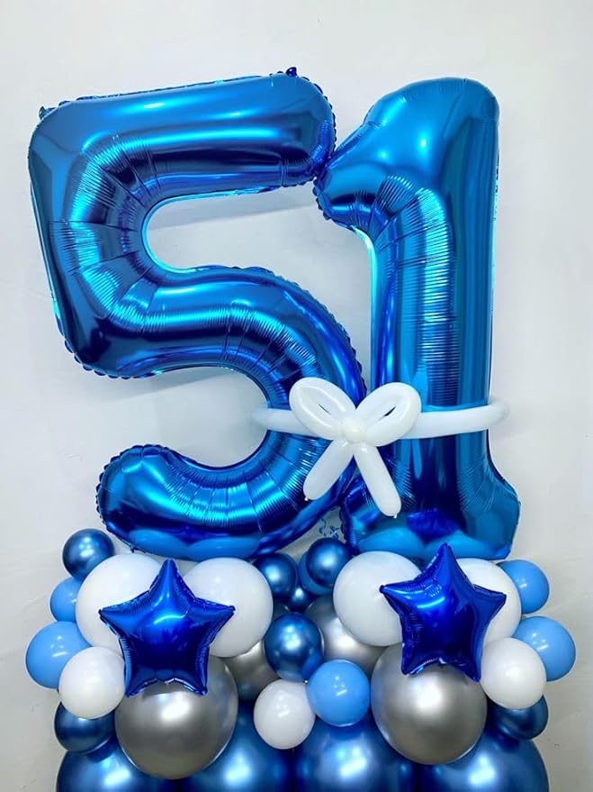 15 Balloon Numbers, 40 Inch 15th Birthday Decorations for 1 5 15 51, Dark Blue Big Foil Number Balloons for Wedding Store Anniversary Party Supplies