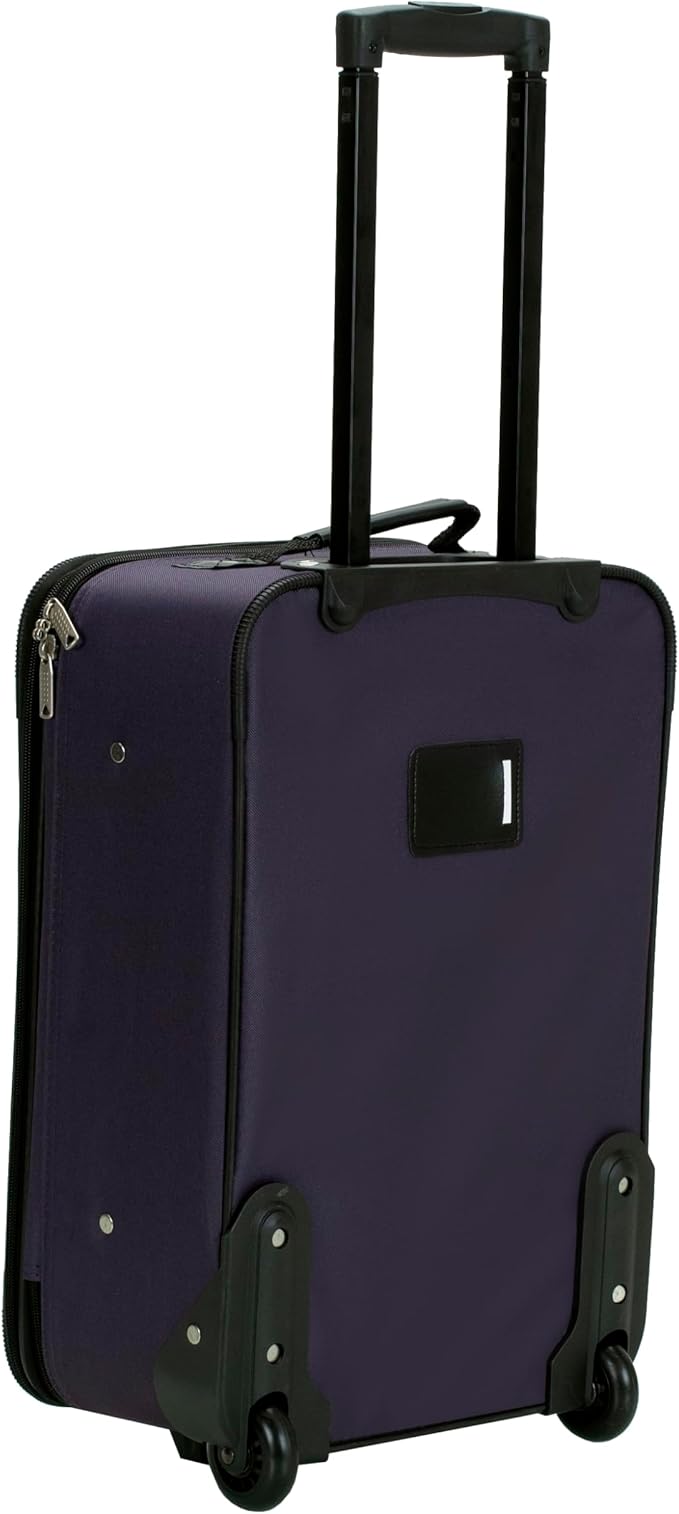Rockland Fashion Softside 2 Piece Luggage Set, Expandable, (14" Tote/19" Upright), Purple