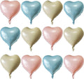 Lovoir 12 Pcs Blue Heart Shape Foil Mylar Balloons 18 Inch Love Balloons for Valentine's Day Birthday Party Decorations Wedding Engagement Romantic Decor (Baby Pink & Baby Blue & White)