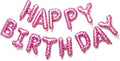 KALOR Pink Happy Birthday Balloons Banner, 16 Inch 16 Inch Mylar Foil Letters Balloon Sign for Birthday Party Decorations Photo Booth Backdrop