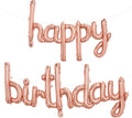 TONIFUL Rose Gold Happy Birthday Balloons Banner, 16 Inch Mylar Foil Script/Cursive Letters Birthday Sign Banner Balloon Reusable Material for Girls Boys Kids & Adults Birthday Decorations