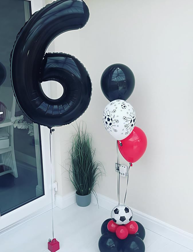 Black Number 6 Balloons – 40 Inch Giant Foil Number Balloon, Black Number Balloon for Men Women Boys Girls Birthday Graduation Anniversary Party Decorations