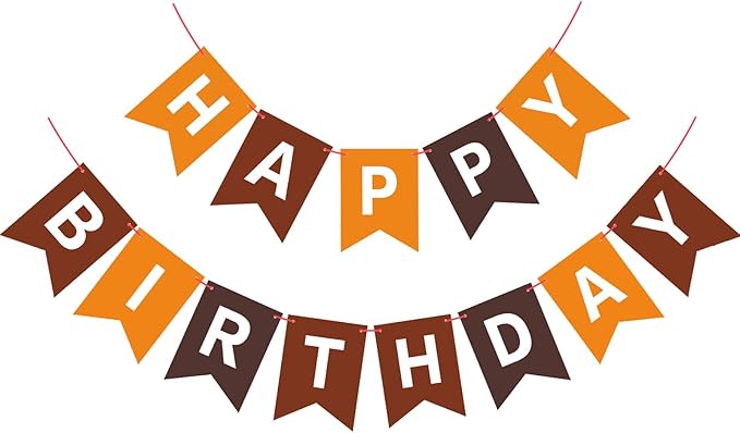 Brown Happy Birthday Banner Sign Birthday Bunting Banner Garland for Kids Girl Woman Birthday Tea Party Decorations Bunting Flag Party Supplies