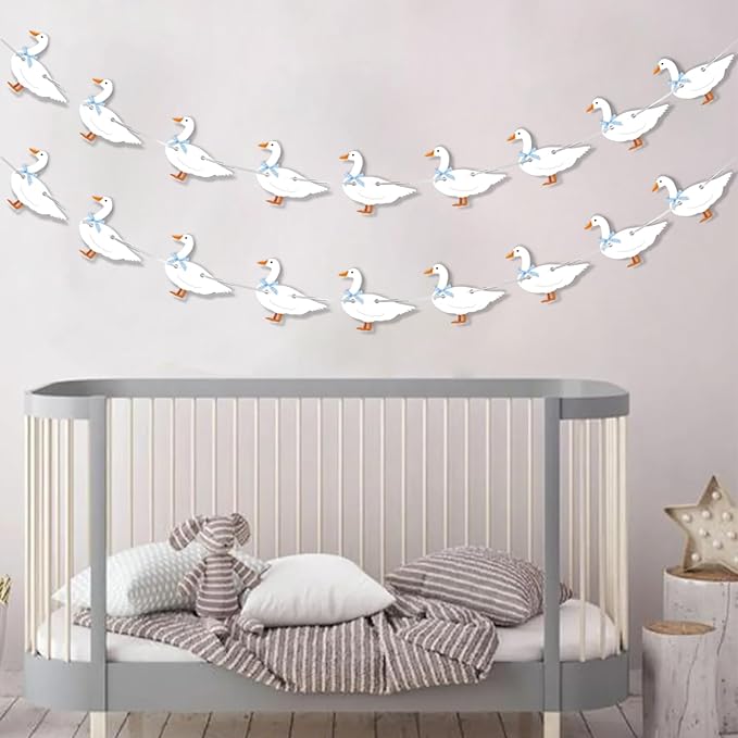 Goose Banner -Silly Goose Baby Shower Birthday Decorations One Silly Goose Blue Gingham Style Birthday Decor Party Decorations Party Supplies Decor for Kids, Boys, Girls, Baby Showers Decor