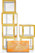 Ledido Gold Transparent Balloon Boxes With 78 Letters & Numbers, Baby Boxes with Letters for Baby Shower Clear Letter Boxes for Party Graduation Wedding Birthday Baby Shower Decorations 6 PCS