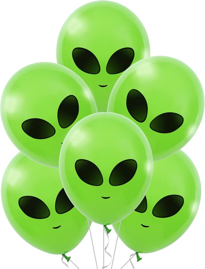 Whaline 65Pcs Alien Balloons Green Alien Party Latex Balloons UFO balloons Outer Space Aliens Decorations for Birthday Party Baby Shower Supplies Home Backdrop Decorations