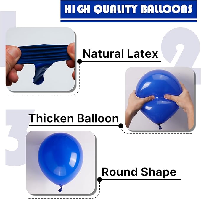 PartyWoo Royal Blue Balloons 152pcs Different Sizes Pack of 18 12 10 5 Inch Dark Blue Balloon Arch Kit for Baby Shower Gender Reveal Graduation Under The Sea Birthday Party Decorations Blue-Y59