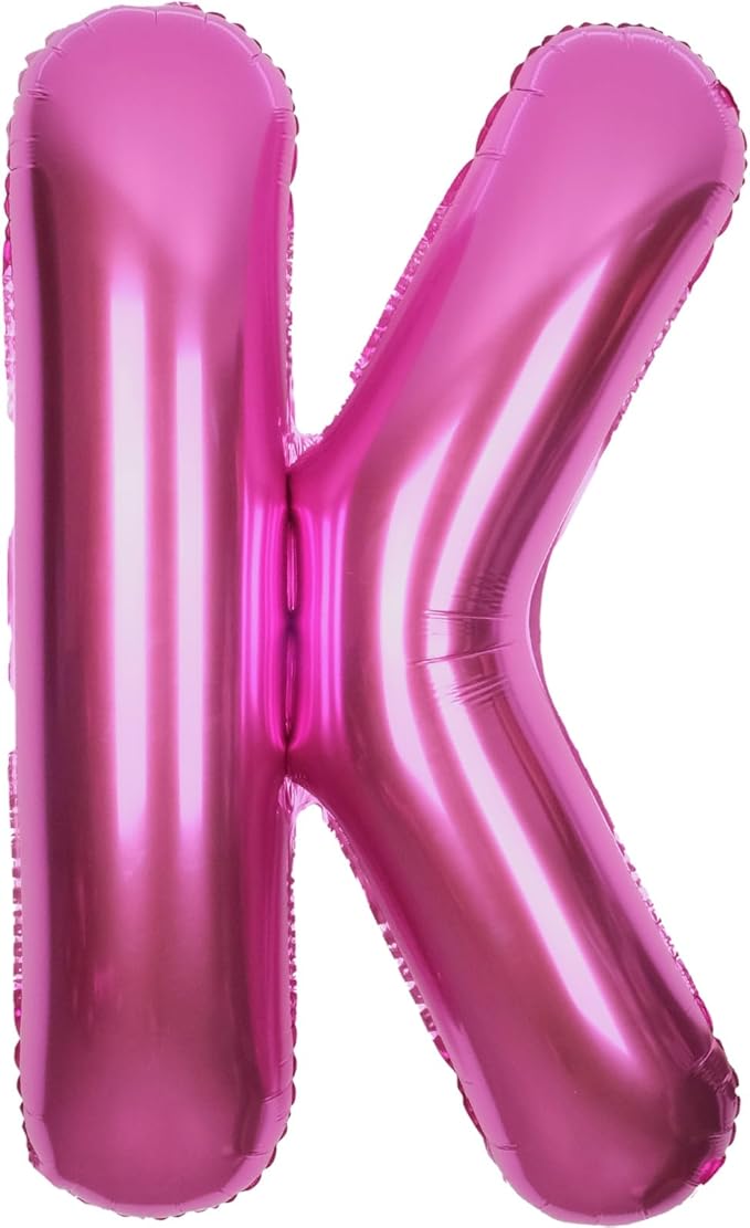 SUWEN 40 Inch Hot Pink Large K Letter Balloons Big Foil Helium Letter Balloons A-Z Jumbo Mylar Happy Birthday Party Decorations for Woman Anniversary Party Supplies