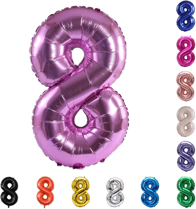 YPSelected 32 Inch Large Foil Helium Number Balloon Birthday Wedding Party 0-9 (Pink, 8)