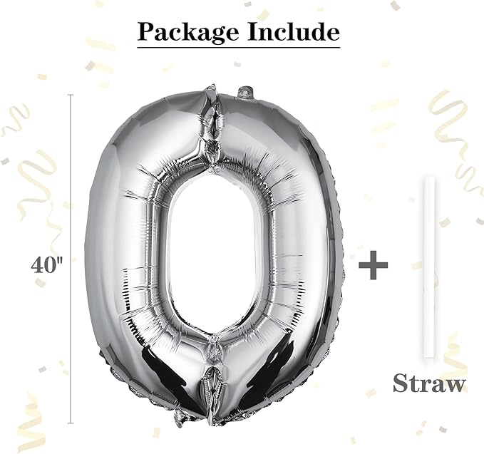40 inch Silver Letter O Balloon, Big Size Alphabet Foil Mylar Helium Balloons for Birthday Party Celebration Wedding Anniversary Baby Shower Decorations Supplies Alphabet O