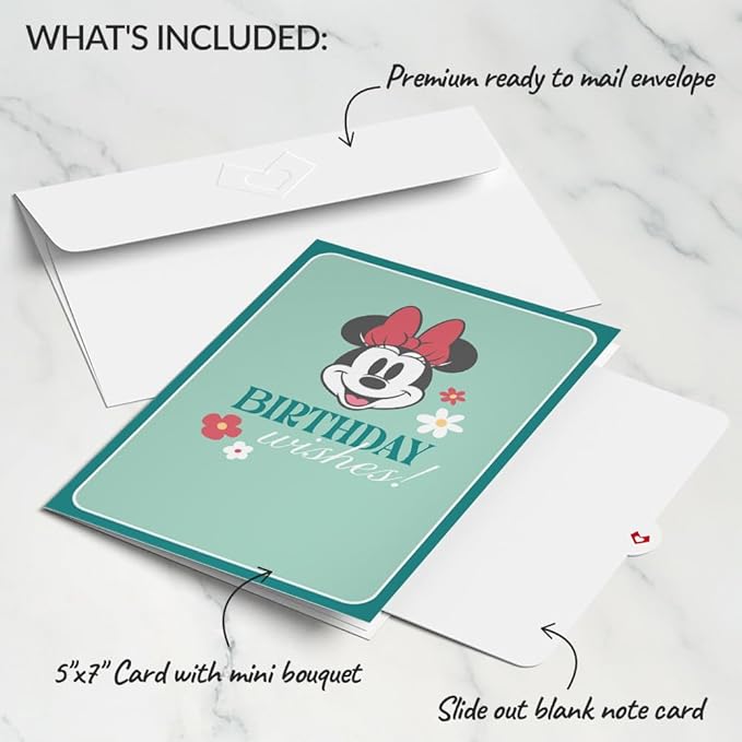 Lovepop Magical Disney Minnie Mouse 3D Pop-Up Birthday Card - for Him, Her, Kids, Boys, Girls, Men, Women - Floral Greeting Card - 5" x 7" - Envelope Included