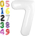 7 Balloon Number White, 17th Birthday Decorations For boys And Girls, 40 Inch Big Balloons for 7, 17, 27, 70 Birthday, Wedding Anniversary, Christmas, New Year, Party Decoration