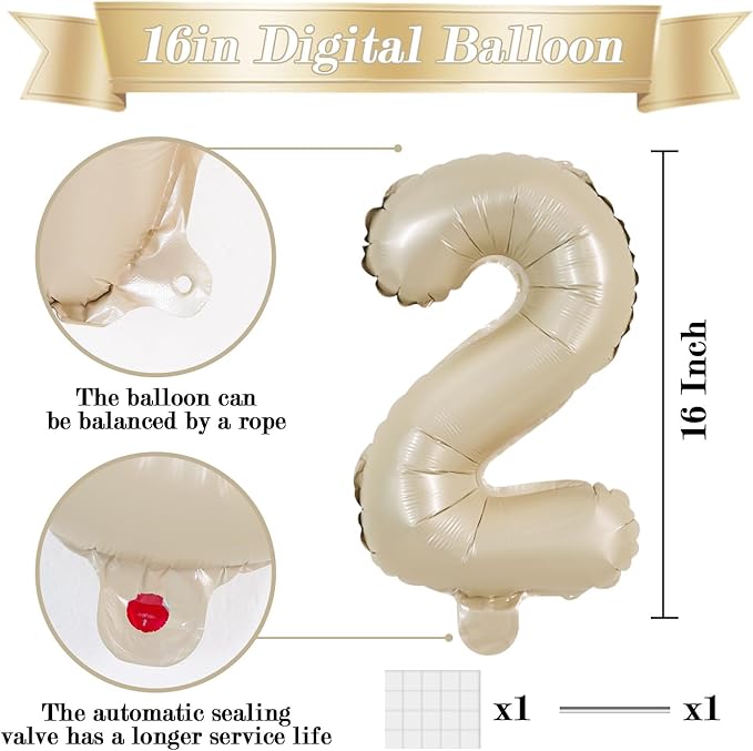 TONIFUL Balloons 16 Inch Caramel 0-9 Number Mylar Foil Balloons 10 Pcs Custom digitalal Balloons for 2026 New Year Eve Birthday Party Engagement Graduations Anniversary Baby Shower