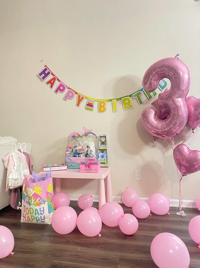 13 Number Balloons, 40 Inch Pearl Pink Balloons for Woman Man 13th Birthday Decoration, Foil Number 13 Ballon for 13, 31 Anniversary, Bridal Shower, Graduation, Wedding, Valentine's Day, Mother's Day