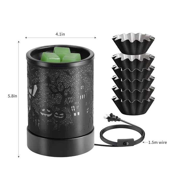 Halloween Wax melt Metal Warmer for Scented with 7 Colors LED Changing Wax Burner Melter and Scentsy Warmer for Halloween Decorations Indoor