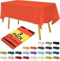 Plastic Orange Tablecloths 3 Pack Disposable Table Covers 54 x 108 Inches Pitch Onyx Table Cloths for Parties Birthdays Weddings Anniversary BBQ Picnic, Fits 6 to 8 Foot Rectangle Tables