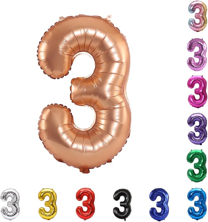 YPSelected 32 Inch Large Foil Helium Number Balloon Birthday Wedding Party 0-9 (Orange, 3)