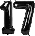 40 Inch Black Number 17 Digital Balloon,Jumbo Mylar Foil Helium Balloon for 17 Balloons for Birthday Party,Wedding Anniversary Party Decorations