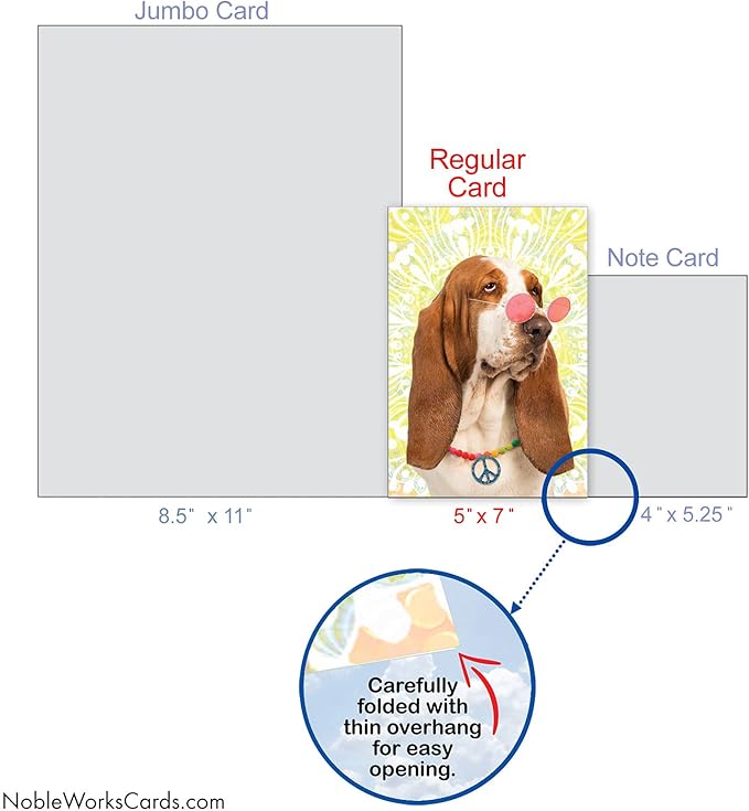 NobleWorks - Funny Birthday Greeting Card with 5 x 7 Inch Envelope (1 Card) Puppy Bday Hippie Dog C9604BDG