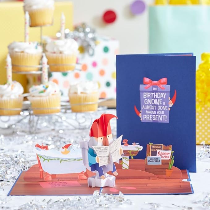 Lovepop Happy Birthday Pop-Up Card for Her and Him- 3D Humor Birthday Greeting Cards for Boys, Girls, Men, Women - Almost Done - 5" x 7" Gnome Card - Blank Note Card & Envelope Included
