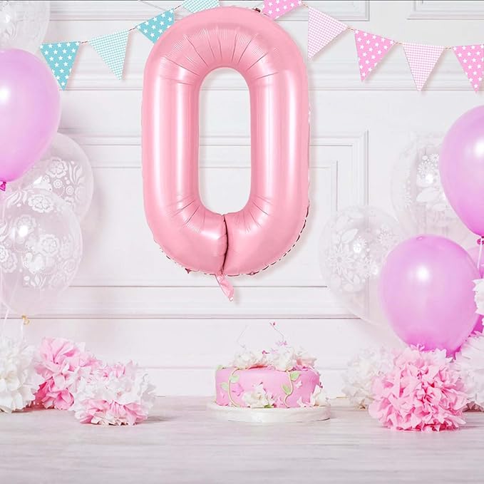 Number 0 Balloon 40 Inch Pink Number Balloon Foil Mylar Alphabet Balloon for Birthday Wedding Baby Shower Party Large Number Balloon