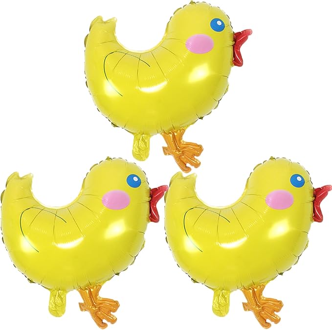 Chicken Balloons Easter Balloons Yellow Chick Foil Balloon for Easter Party Decorations Themed Party Shower Chicken Birthday Party Decorations Decor Supplies Party Balloon Set 3pcs
