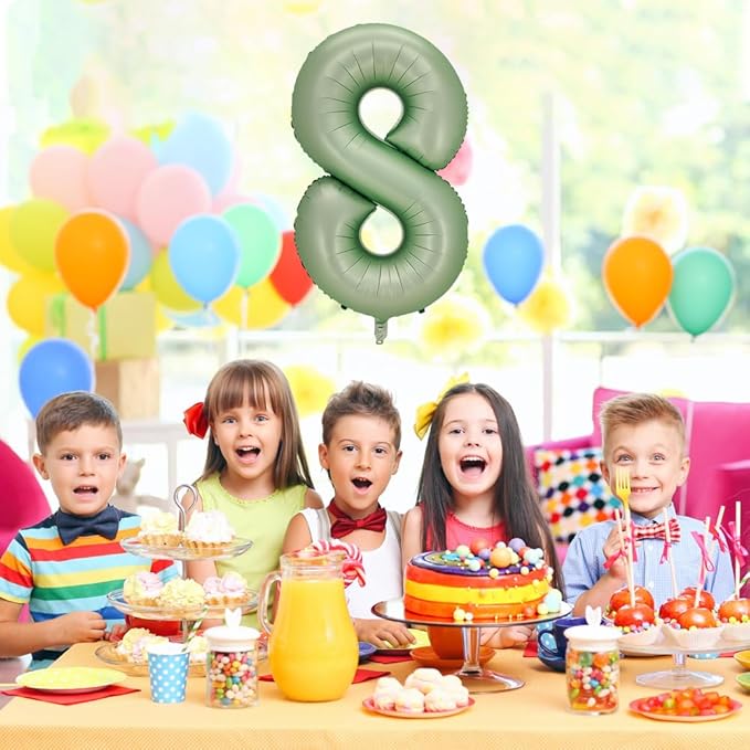 Number 8 Balloon, Large number balloons 40 inch, 8th Birthday Party Decorations 8 Year Old Birthday Sign Decor,Sage Green