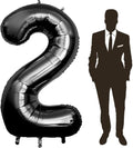 60 Inch Black Number Balloon Large Foil Number Balloons With Base，0-9 Big Number Balloons for Birthday Party Supplies Decorations