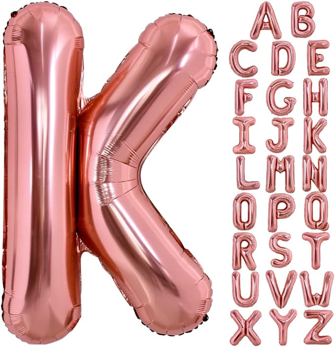 TONIFUL 40 Inch Large Rose Gold Letter K Balloons Giant Alphabet Letter Balloons,Foil Mylar Big Balloons for Birthday Party Anniversary Supplies Decorations