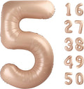 40 Inch Caramel Balloon Number 5 Balloon Jumbo Mylar Foil Helium Balloon for 15 25 35 50 Big Giant Jumbo Huge Foil Mylar Balloons 55th 65th Birthday Balloons Men Women Party Decorations