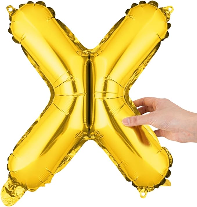 Restaurantware-Balloonify 16 Inch Letter Balloon, 1 Alphabet Party Balloon - Letter X, Self-Sealing, Gold Foil Mylar Finish, Hanging Loop, Decoration For Birthday, Wedding, Or Graduation