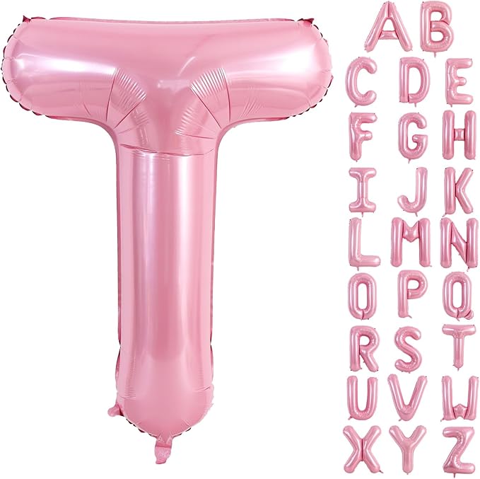 TONIFUL 40 Inch Large Pink Letter T Balloons Giant Foil Mylar Alphabet Balloon for Birthday Party Anniversary Baby Shower Wedding Supplies Decorations