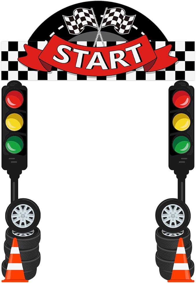 Peryiter 3 Pcs Race Car Birthday Party Decorations Racing Party Decorations Racing Fans Welcome Porch Sign Checkered Flag Hanging Door Banner for Car Birthday Baby Shower